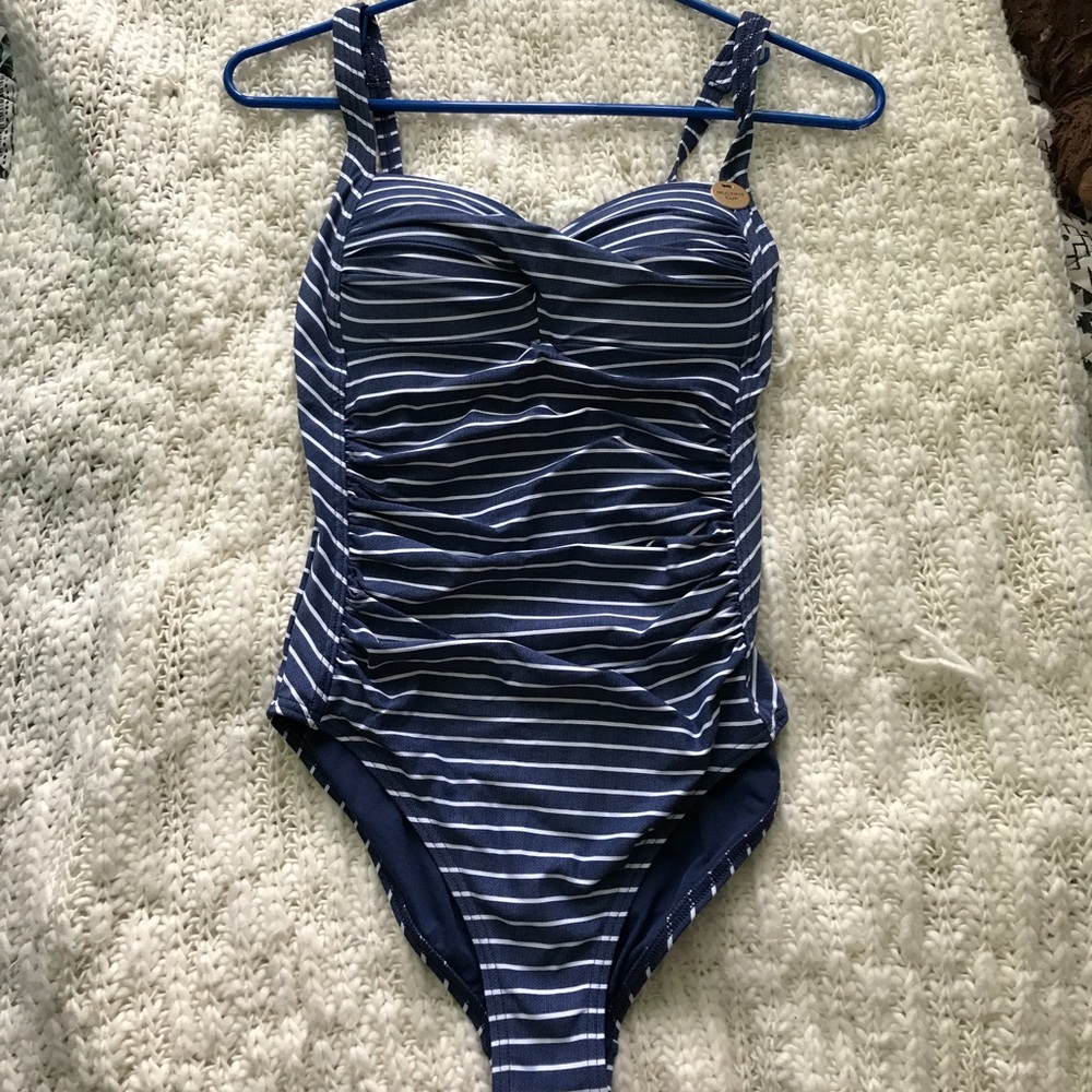One piece striped bathing suit size 4